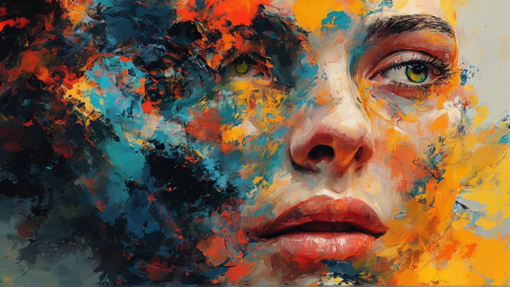 Abstract AI-generated artworks showing various styles and emotional tones. Abstract AI-generated artworks showing various styles and emotional tones.
