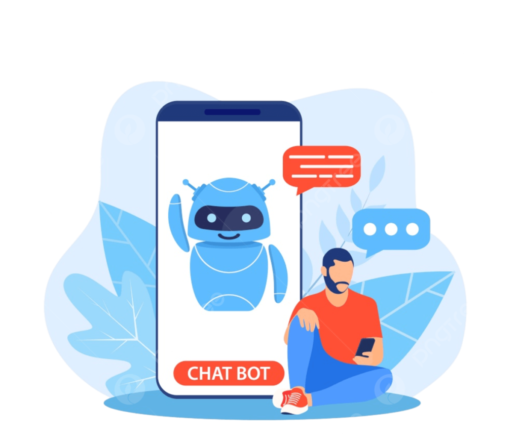 Illustrate an AI chatbot in action, with a modern aesthetic. The chatbot should be shown on a mobile device, engaged in a conversation with the user.