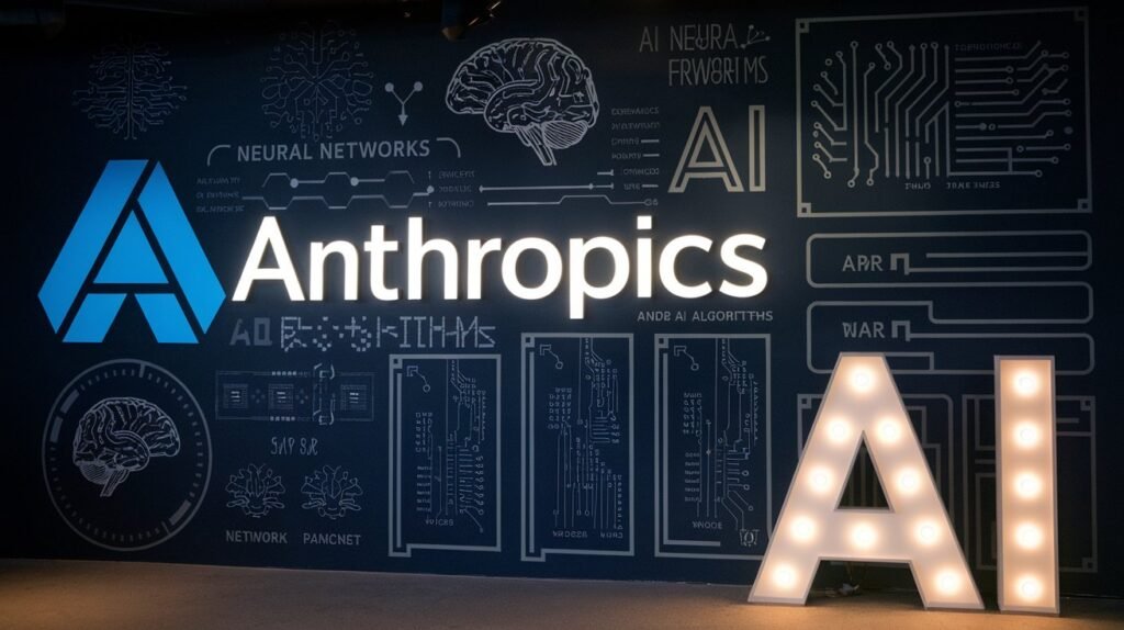 An image of the Anthropic logo alongside a visual representation of AI technology (such as neural networks or AI algorithms). An image of the Anthropic logo alongside a visual representation of AI technology (such as neural networks or AI algorithms).