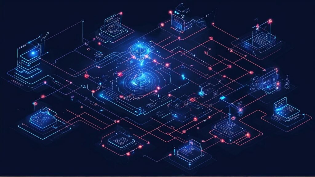 A visual representation of a smart contract execution process, highlighting AI’s role in automating tasks. A visual representation of a smart contract execution process, highlighting AI’s role in automating tasks.